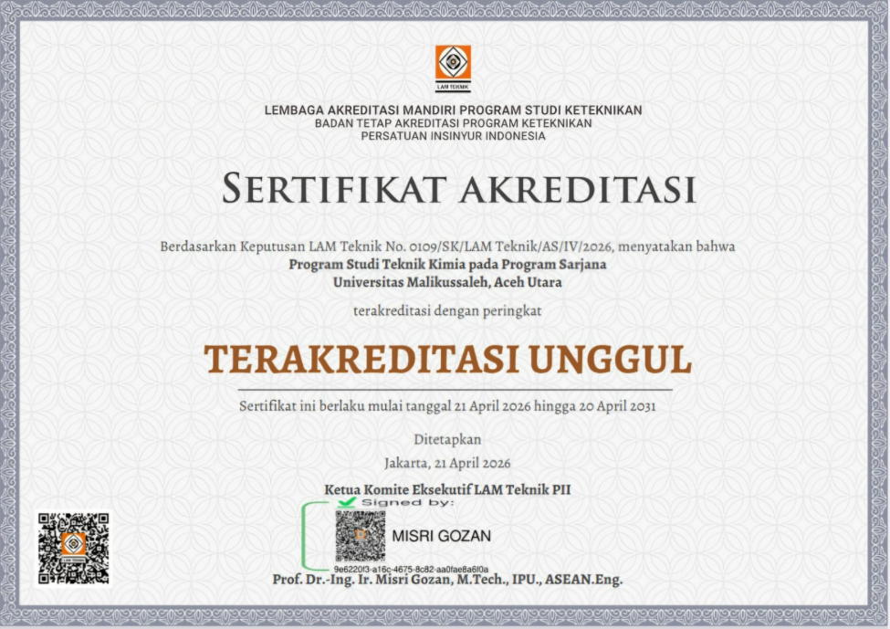 Program Studi Teknik Kimia Unimal Raih Akreditasi Unggul dari LAM Teknik Tahun 2026